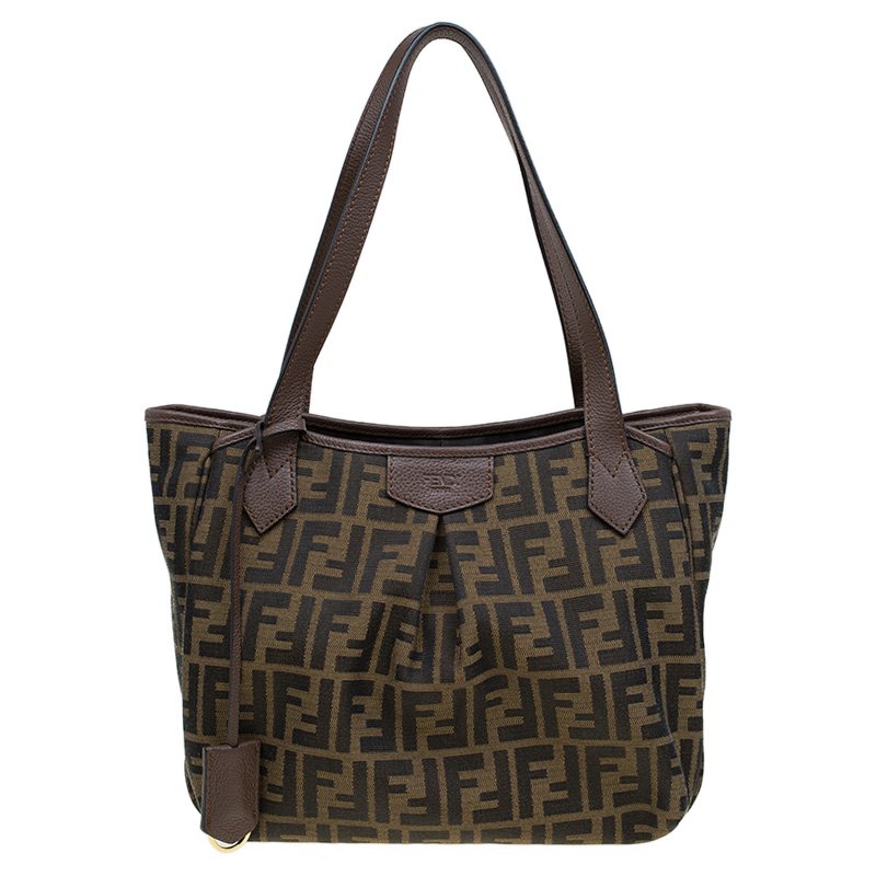 Pre Owned Fendi Tobacco Zucca Canvas Jacquard Grande Shopping Tote
