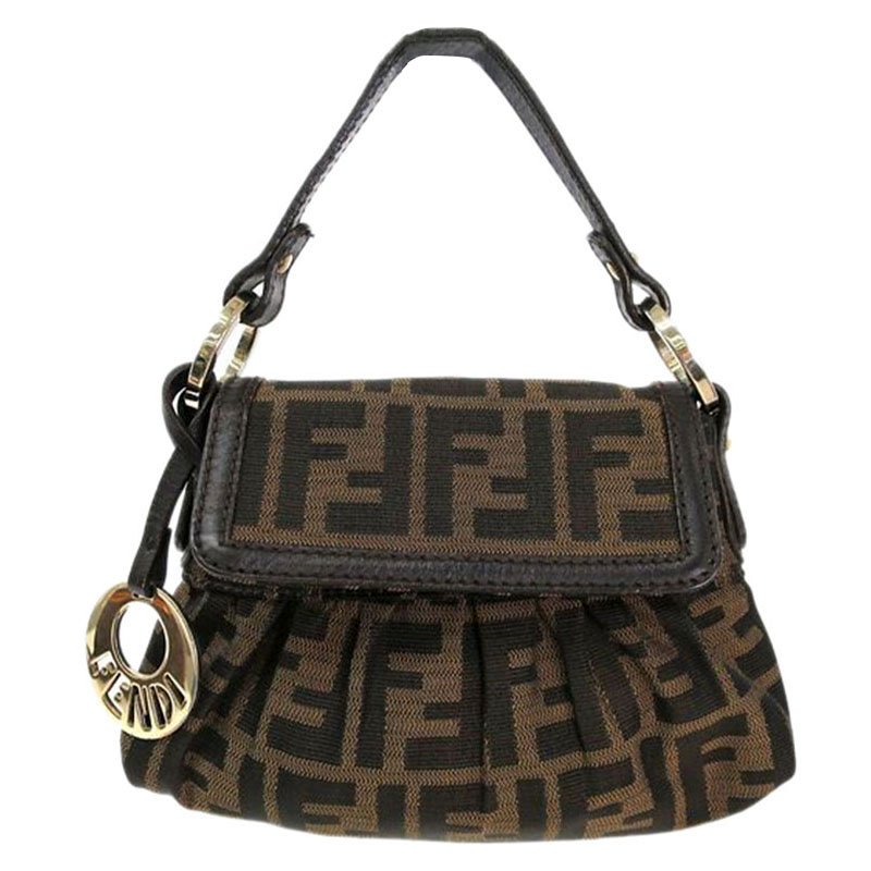 Pre Owned Fendi Brown Zucca Canvas Chef Shoulder Bag