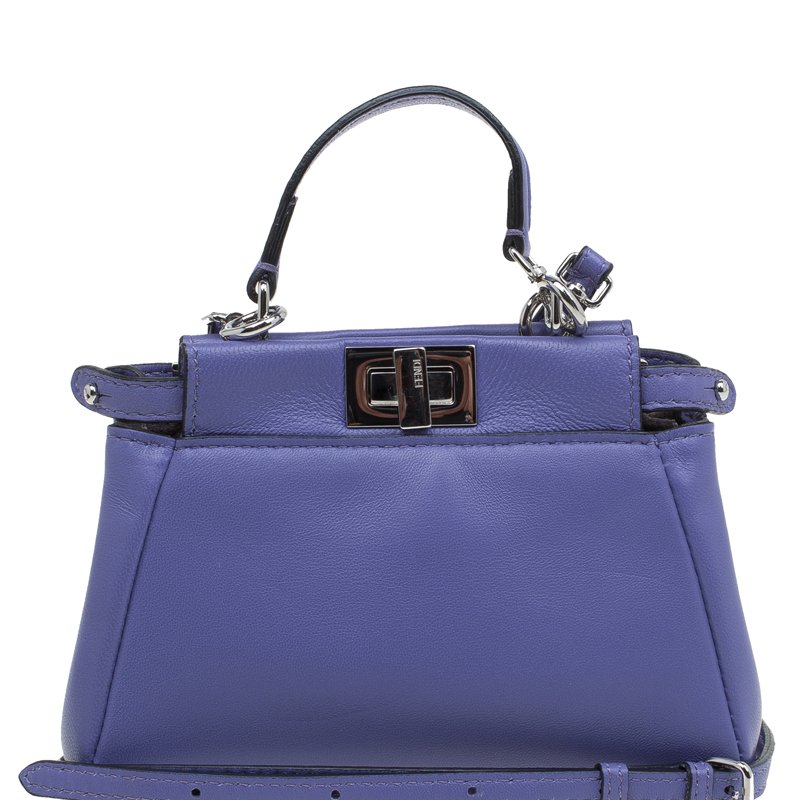 Pre Owned Fendi Viola Nappa Leather Micro Peekaboo Bag