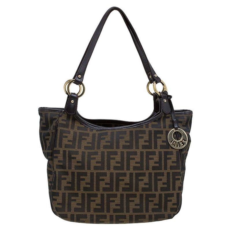 Pre Owned Fendi Tobacco Zucca Canvas Chef Shopper Tote