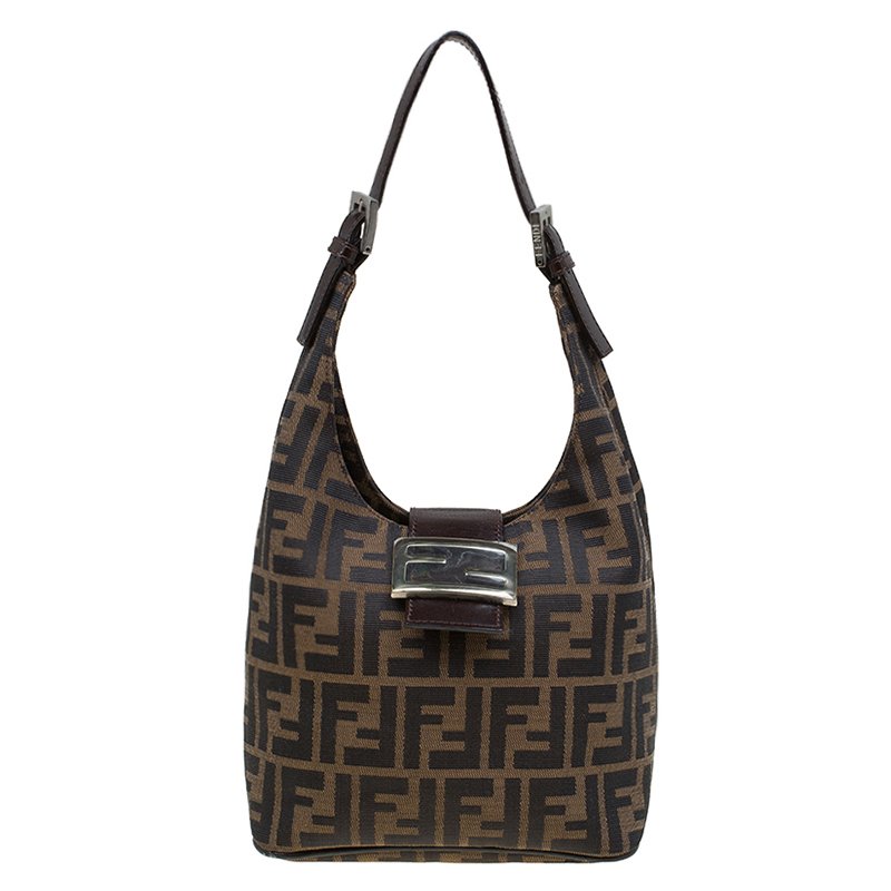 Pre Owned Fendi Tobacco Zucca Canvas Hobo