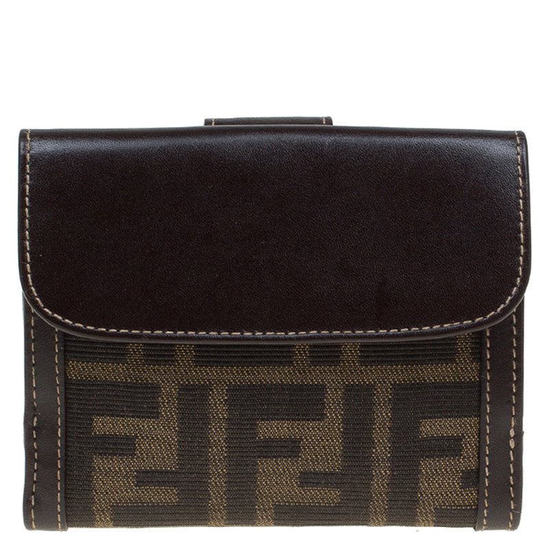 Fendi Brown Zucca Canvas and Leather Compact Wallet Fendi | The Luxury ...