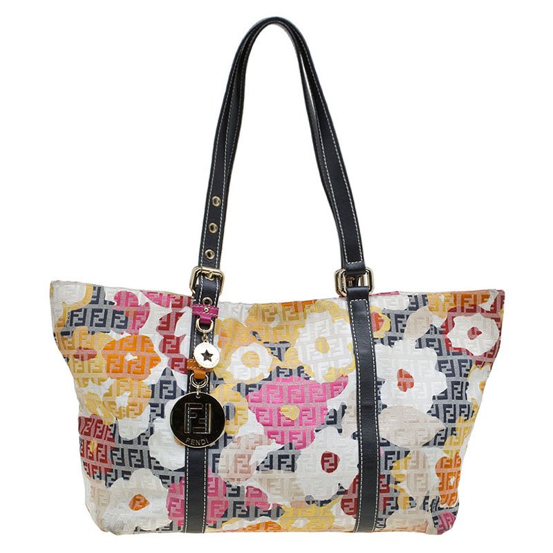 Pre Owned Fendi Multicolor Zucchino Canvas Superstar Shopping Tote
