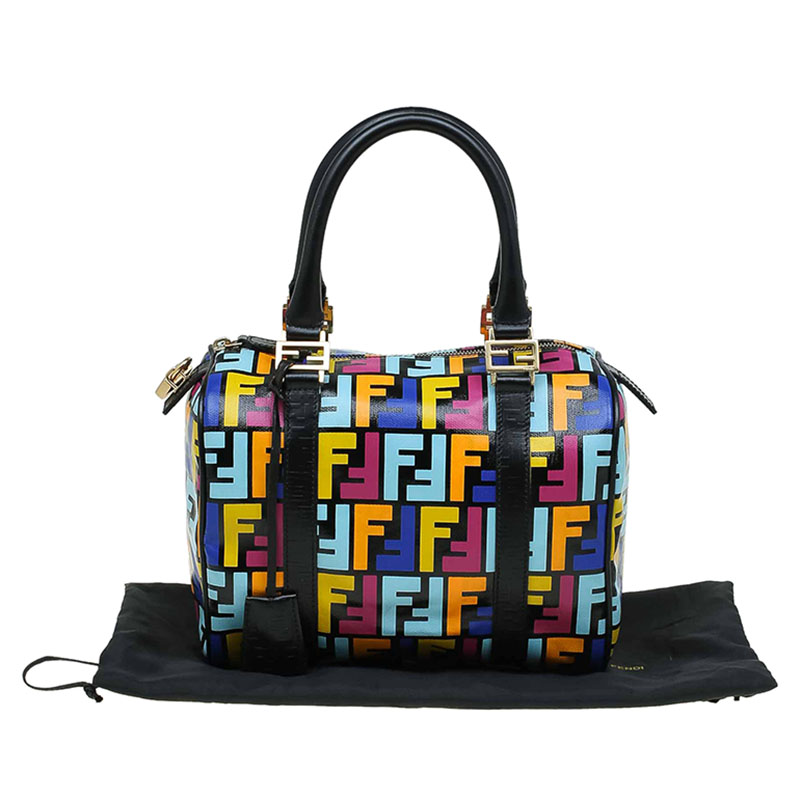 Fendi Multicolor Zucchino Bauletto Boston Medium Bag – The Closet