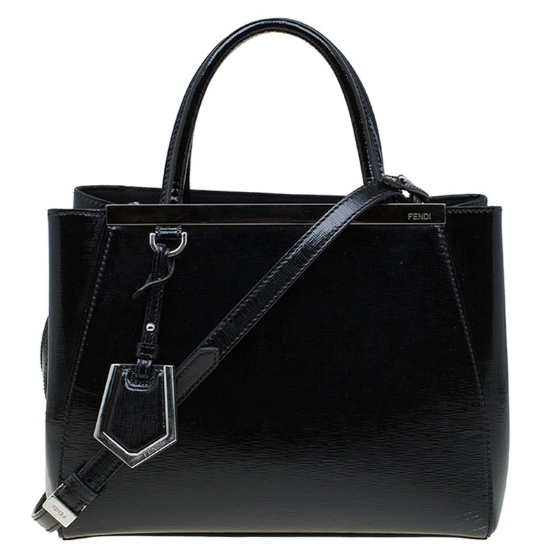 Pre Owned Fendi Black Saffiano Leather Small 2Jours Tote