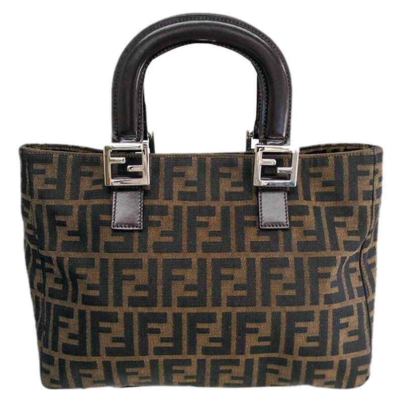 Pre Owned Fendi Tobacco Zucca Canvas Shopper Tote