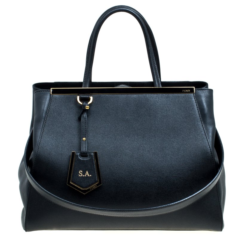 Pre Owned Fendi Black Saffiano Leather 2Jours Tote