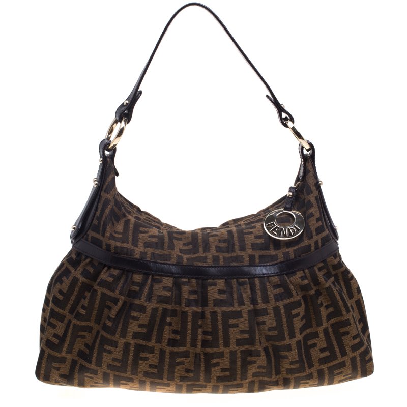 Pre Owned Fendi Tobacco Zucca Canvas Chef Shoulder Bag