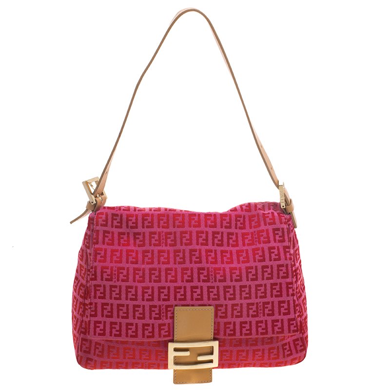 Fendi Pink/Red Zucchino Canvas Mama Forever Shoulder Bag Fendi | TLC