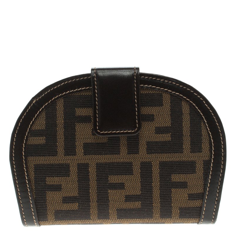 Pre Owned Fendi Tobacco Zucca Canvas Vintage Bi fold Wallet