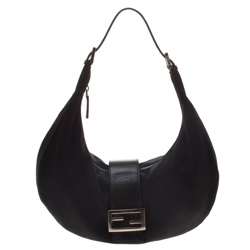 Pre Owned Fendi Black Fabric Mama Forever Hobo