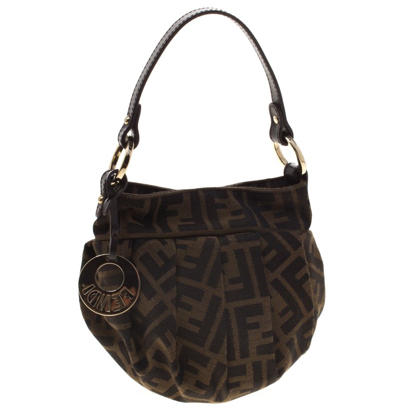 Pre Owned Fendi Tobacco Zucca Canvas Mini Chef Bag