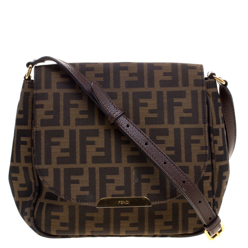 Pre Owned Fendi Tobacco Zucca Canvas Crossbody Bag