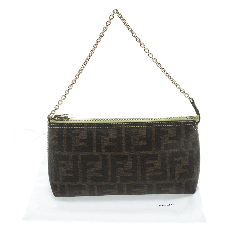 Fendi tobacco zucca outlet canvas mini pochette bag