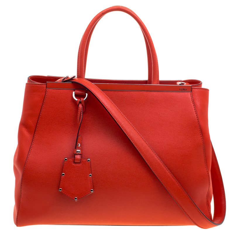 Pre Owned Fendi Candy Red Saffiano Leather 2Jours Tote