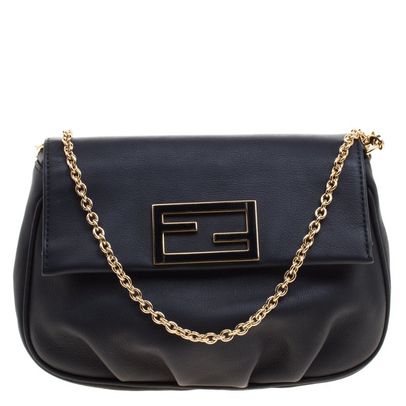 Fendi Black Leather Fendista Pochette Crossbody Bag Fendi | The Luxury ...