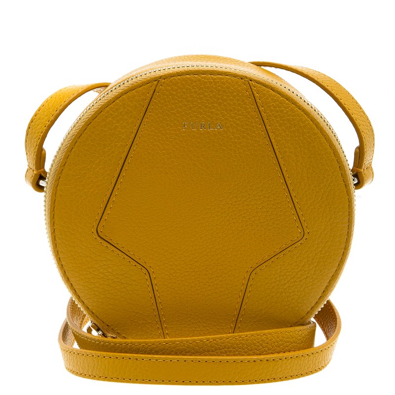 yellow round crossbody bag