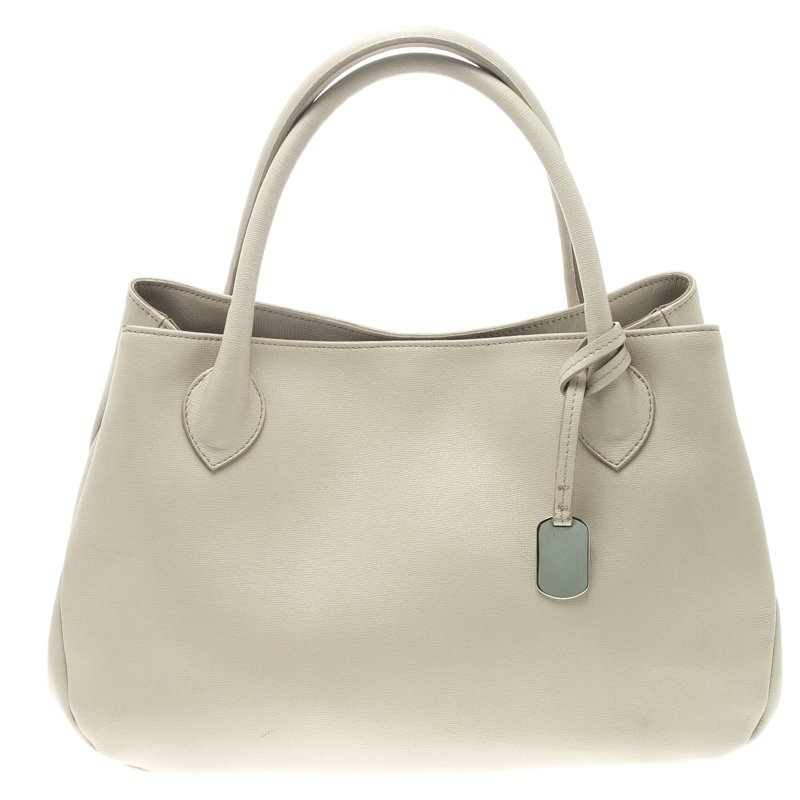 Pre Owned Furla Off White Leather Giselle Tote