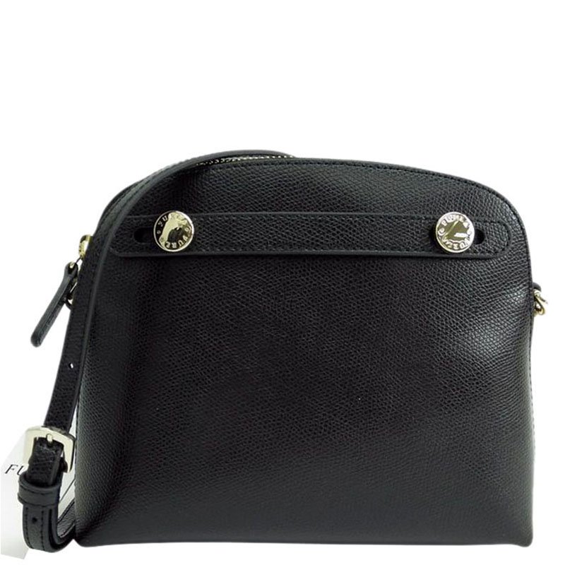 Pre Owned Furla Black Leather Mini Piper Top Handle Bag