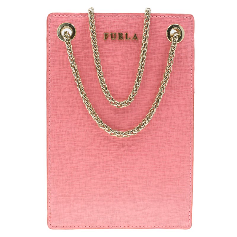 Pre Owned Furla Pink Leather Babylon Phone Bag