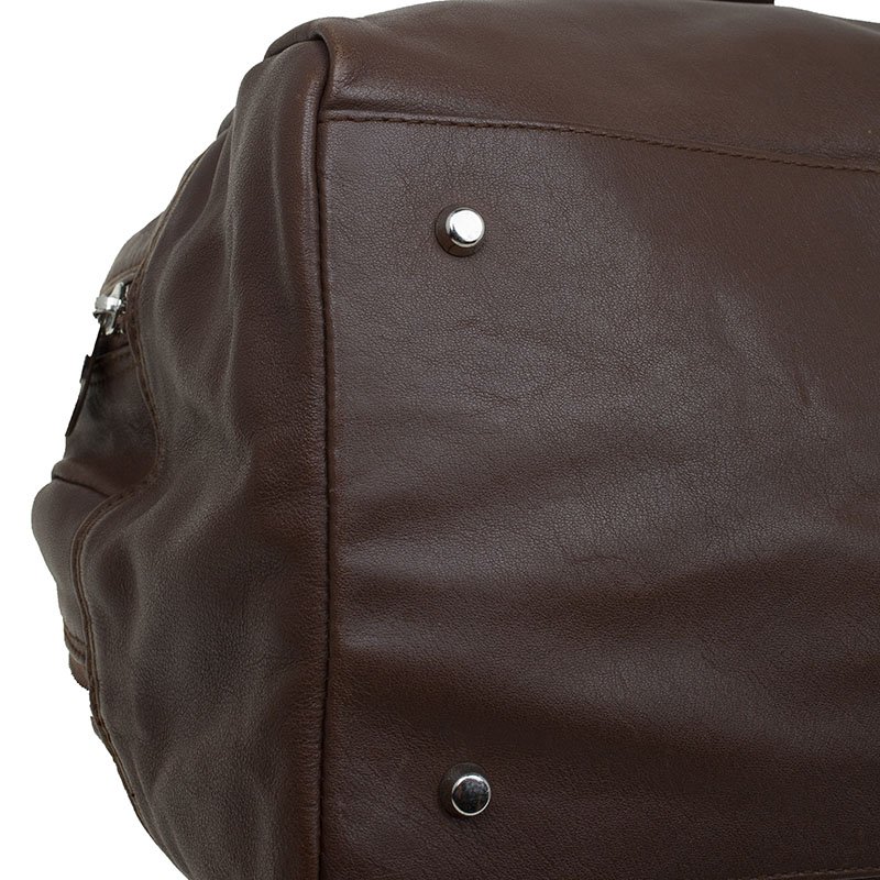 Furla Brown Leather Double Zip Bowling Bag Furla