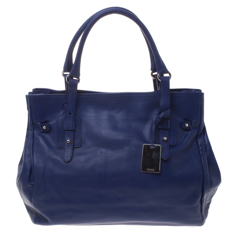 Pre Owned Furla Blue Leather Tote