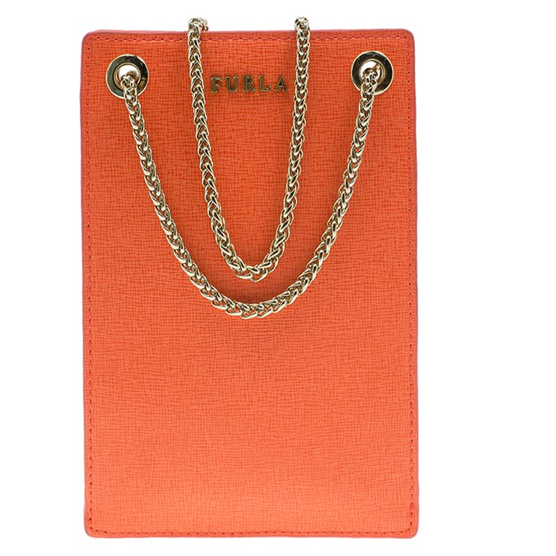  Furla Coral Orange Babylon Phone Bag