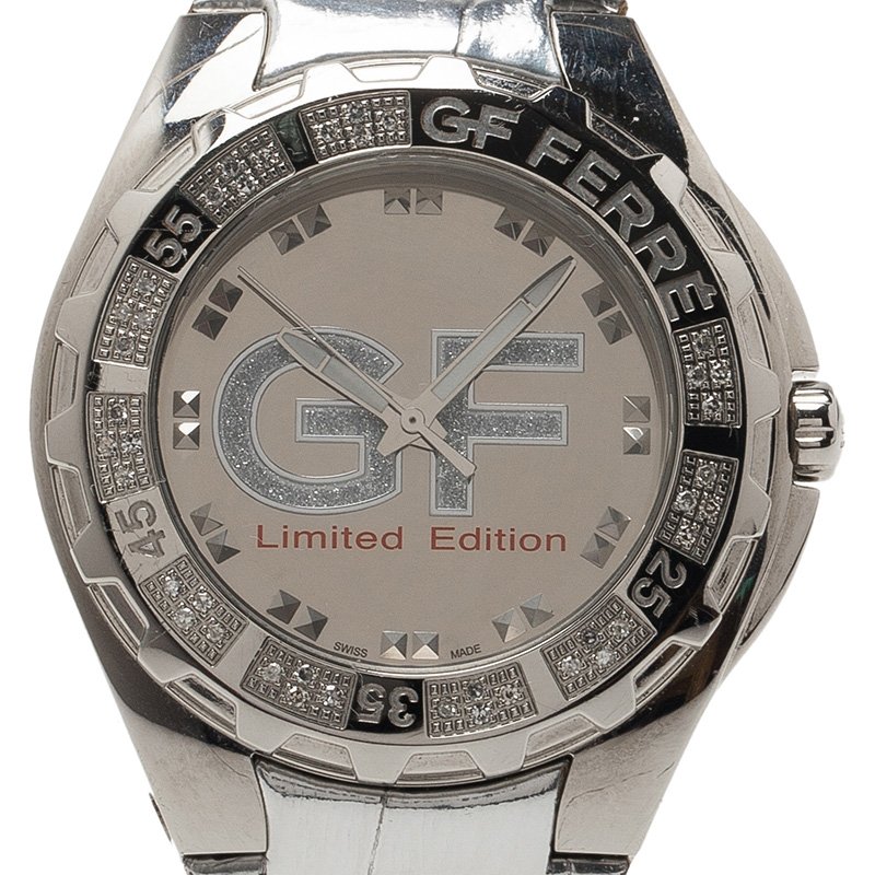 Gianfranco Ferre Mirror Stainless Steel 9040J Limited Edition Diamond Unisex Wristwatch 44MM