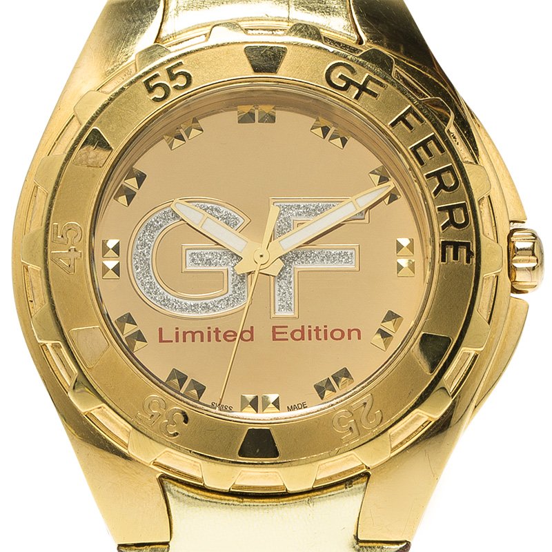 ساعة يد نسائية جيانفرانكو فيري 9040J  ستانلس ستيل مطلي ذهب إصدار محدود 44مم