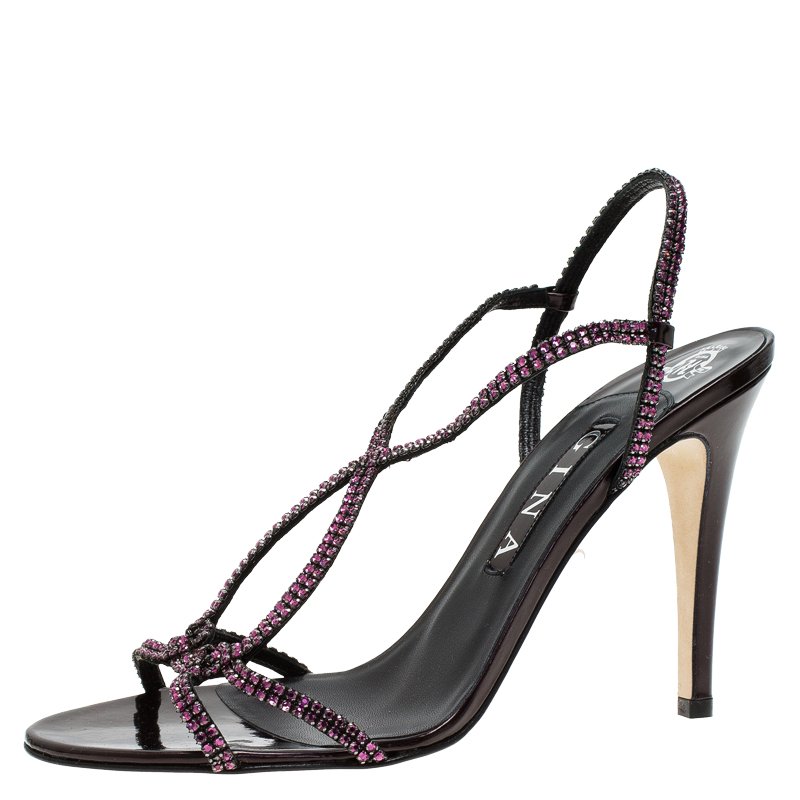 مملوكة مسبقًا صندل جينا شريط كاحل كريستال بنفسجي مقاس 40