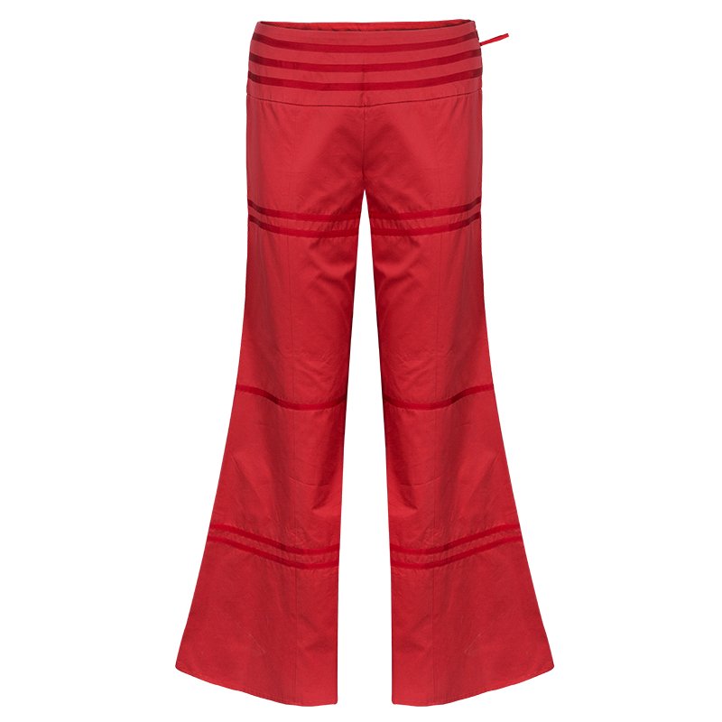Pre Owned Giorgio Armani Red Piping Wide Leg Pants S