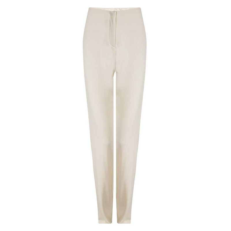 Giorgio Armani Cream Wool High Waist Trousers L