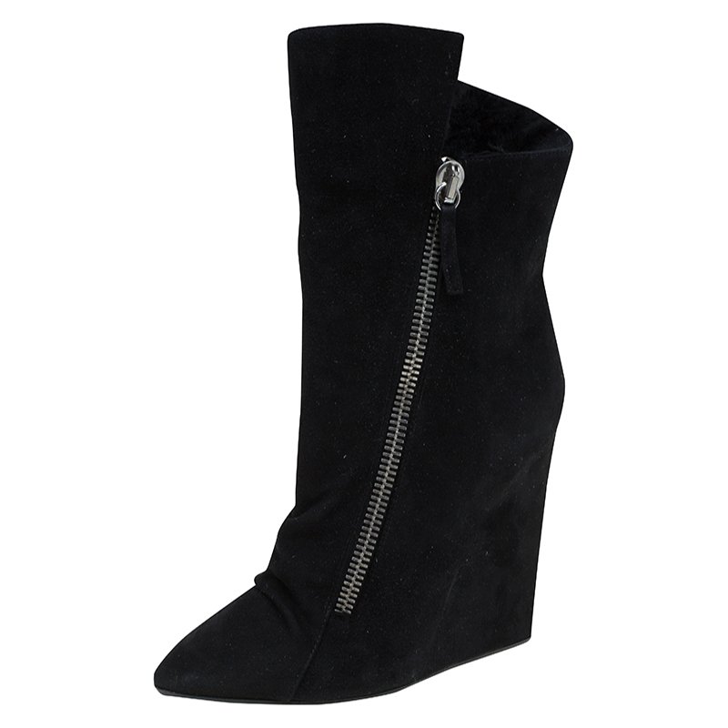 مملوكة مسبقًا حذاء بوت للكاحل جوسيبي زانوتي كعب روكى سويدي أسود مقاس 38