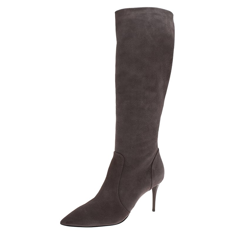 Pre Owned بوت للركبة جوسيبي زانوتي سويدي بيج مقاس 40