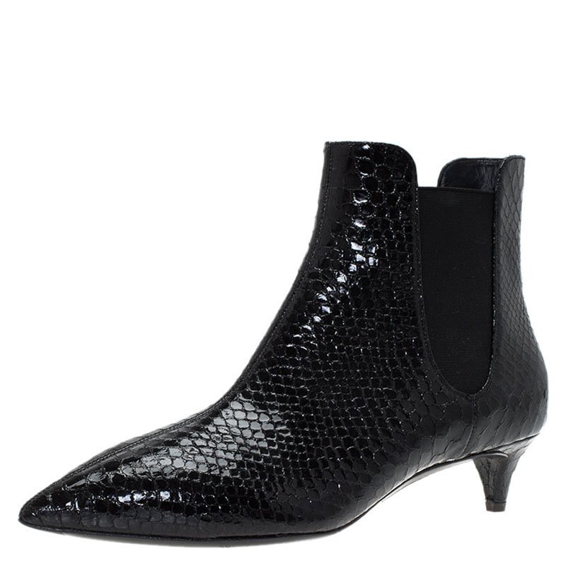 Pre Owned بوت للكاحل جوسيبي زانوتي نقشة جلد الثعبان أسود مقاس 40