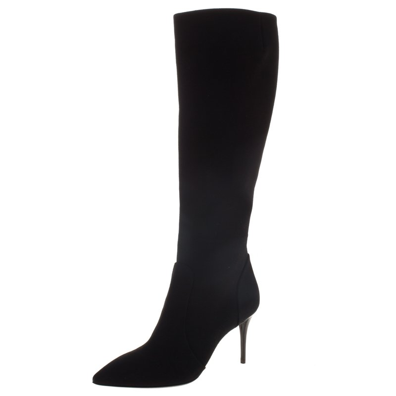 Pre Owned Giuseppe Zanotti Black Suede Knee Boots Size 37.5
