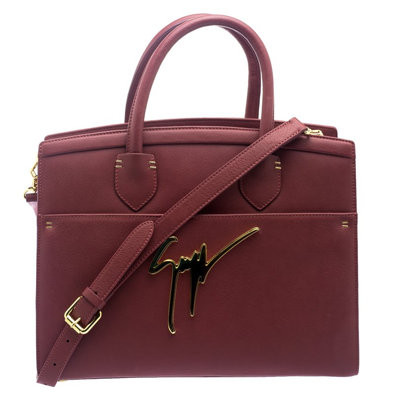Giuseppe Zanotti Red Leather Angelina Top Handle Bag