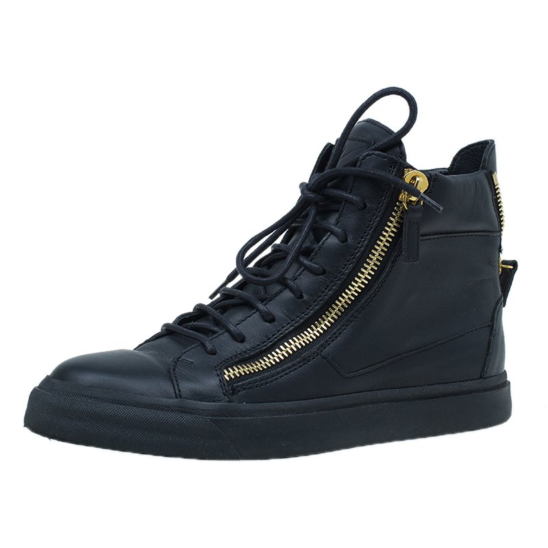 Pre Owned Giuseppe Zanotti Black Leather High Top Sneakers Size 39