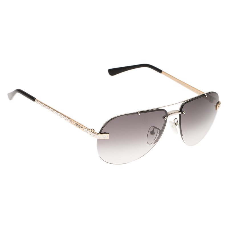 Pre Owned Givenchy Silver and Black SGV465 Aviator Sunglasses