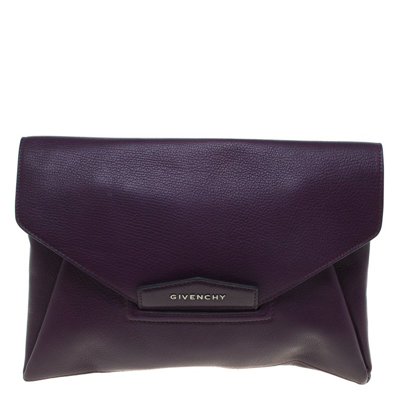Givenchy Antigona Envelope Clutch Dark Violet. Made in Italy