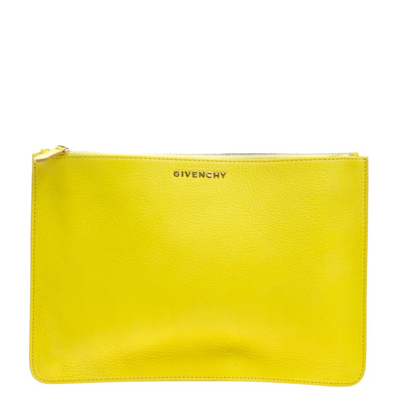 Pre Owned Givenchy Yellow Leather Pouch