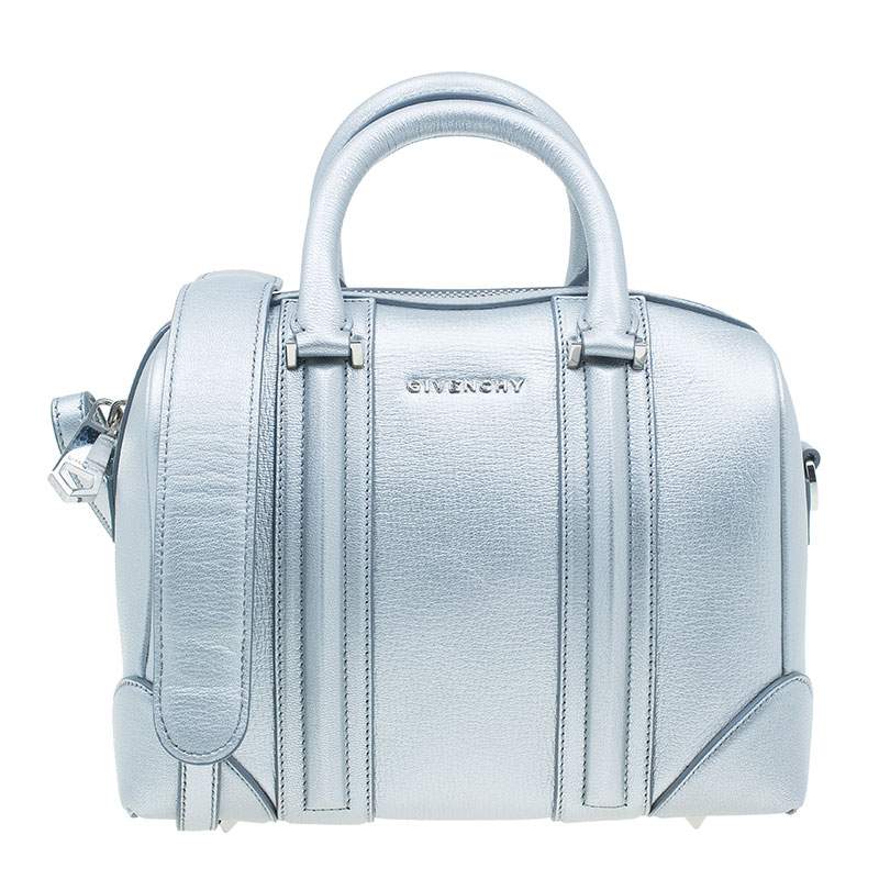 Givenchy Silver Leather Mini Lucrezia Duffel Bag