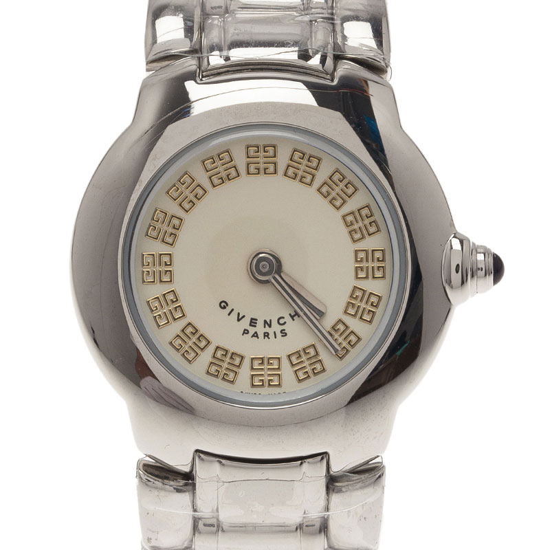 Pre Owned Givenchy Cream Stainless Steel Helanga Women's Wristwatch 26MM