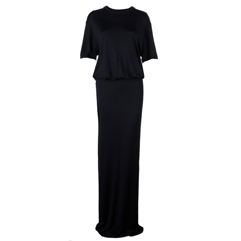 Pre Owned Givenchy Black Gathered Maxi Dress M
