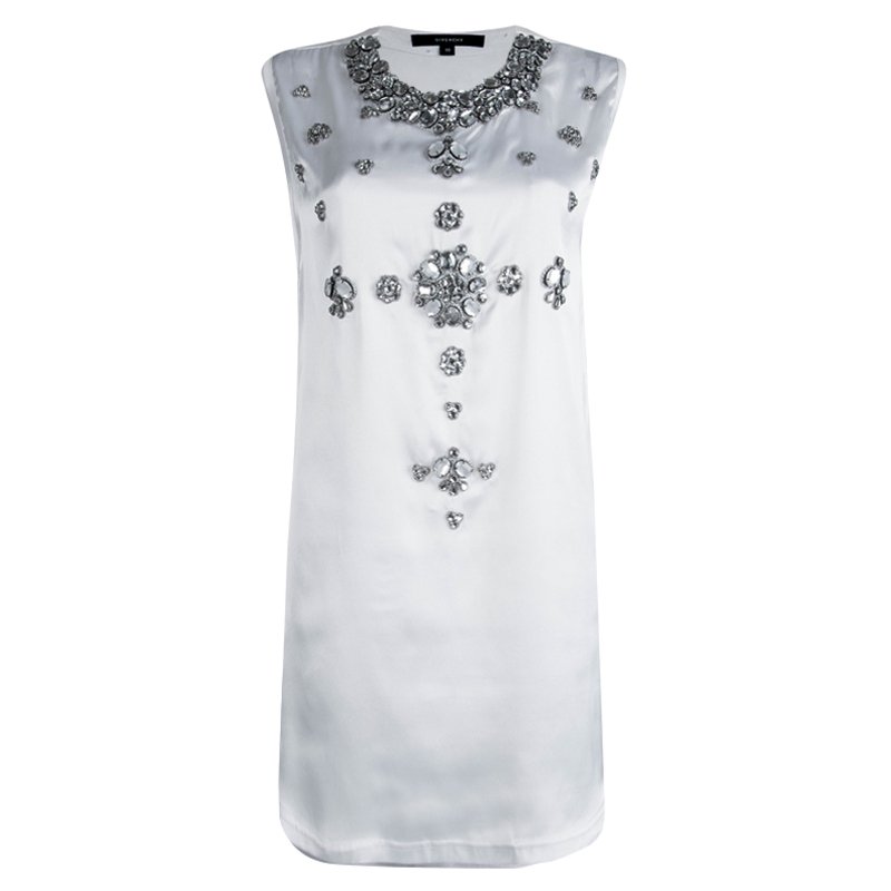 Pre Owned Givenchy White Stone Embellished Sleeveless Tunic XS