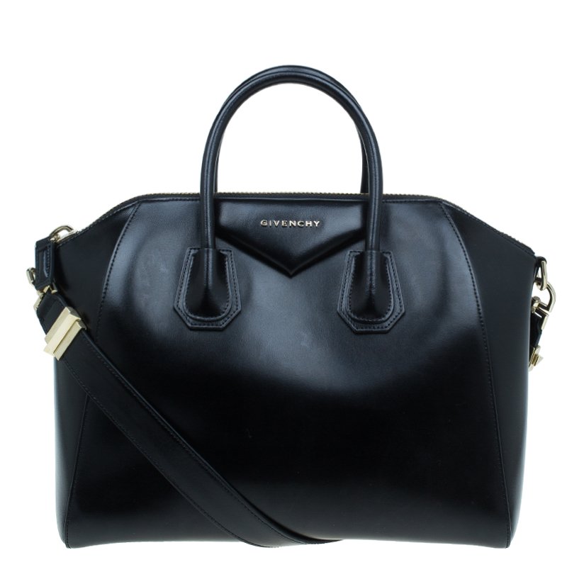 Pre Owned Givenchy Black Leather Medium Antigona Satchel