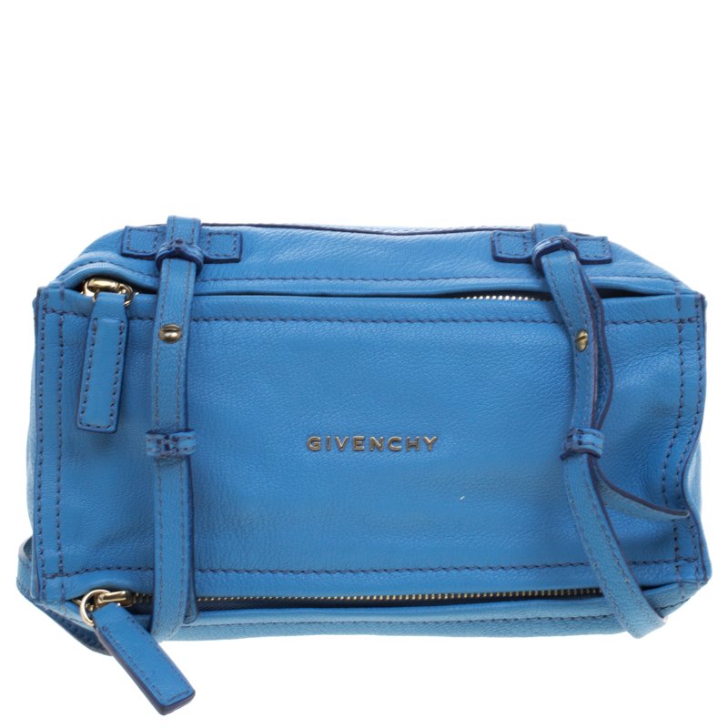 Pre Owned Givenchy Blue Leather Pandora Messenger Bag