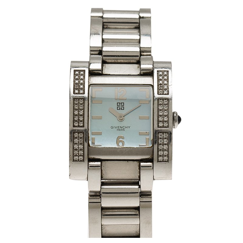 Pre Owned Givenchy Blue Mother of Pearl Stainless Steel Koleos Women's Wristwatch 29MM