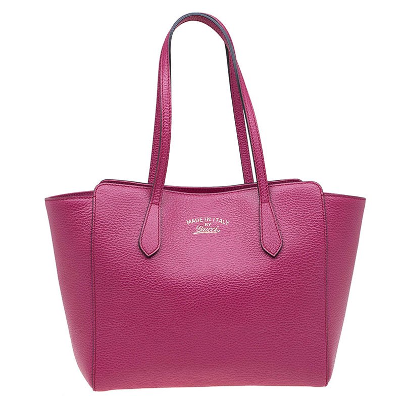 Gucci Fuchsia Leather Small Swing Tote