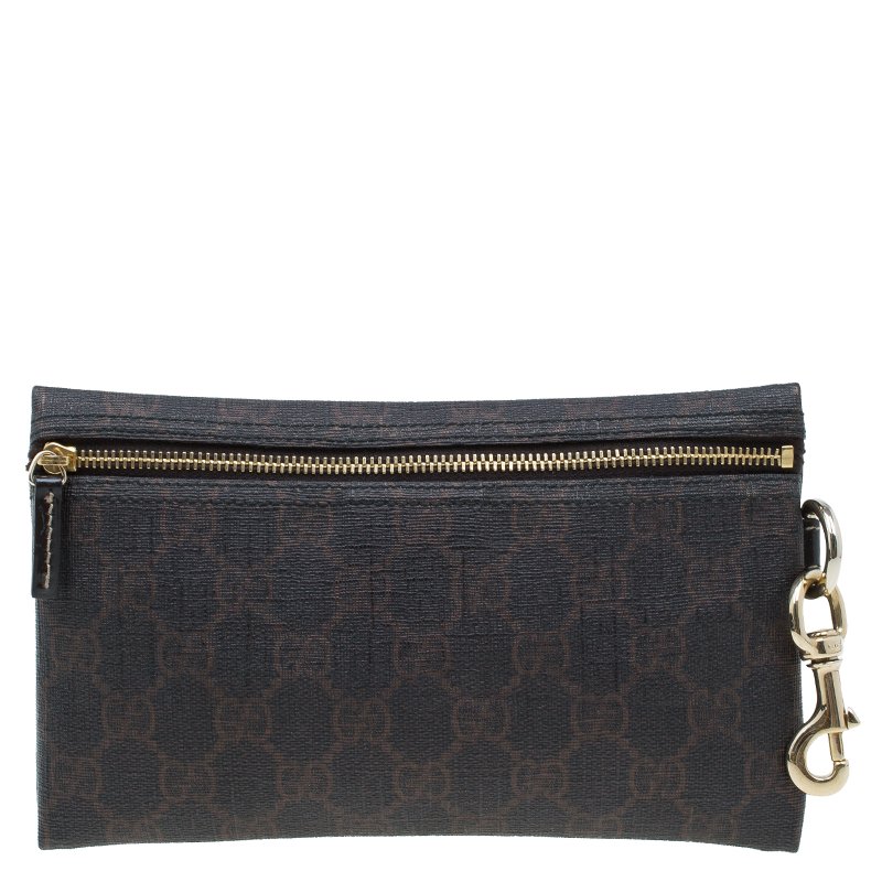 Gucci Dark Brown GG Coated Canvas Pouch